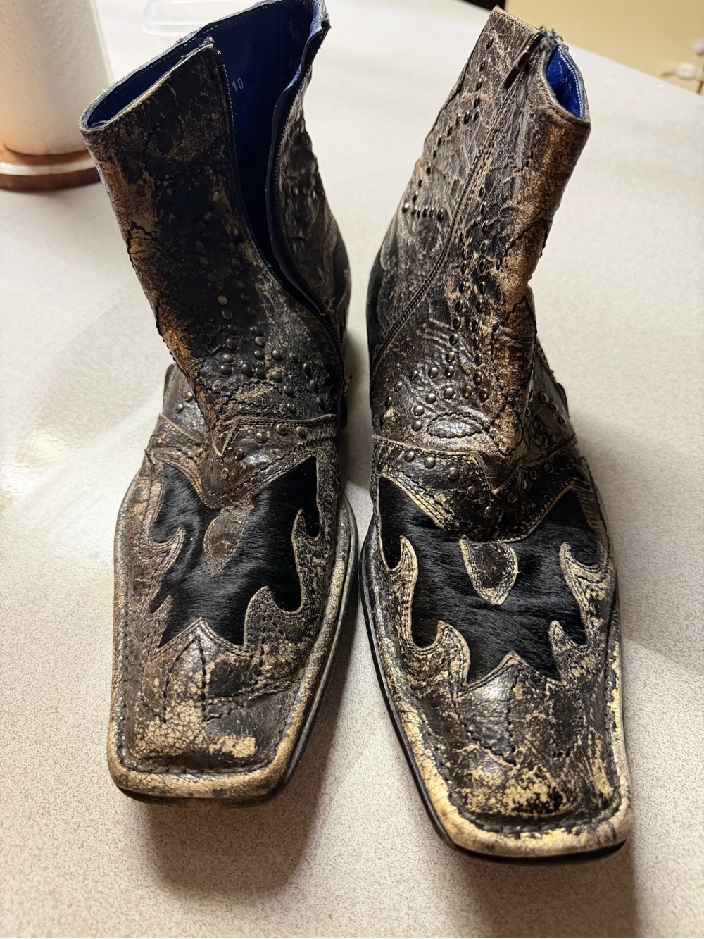 RARE VINTAGE MARK NASON MEN'S ITALIAN BOOTS OSTRICH LEATHER HORSE HAIR SIZE 10